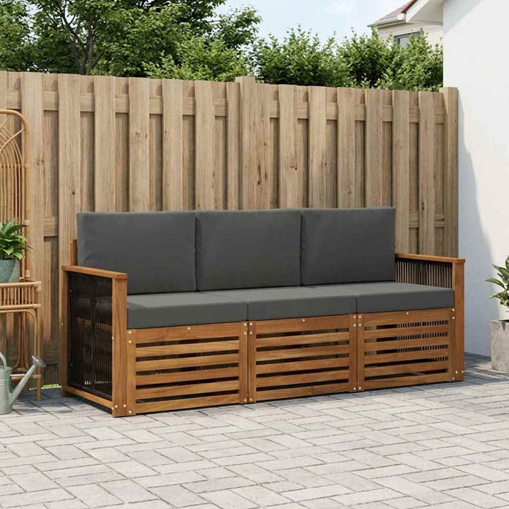 Sofasæt med pude 3 pcs Massivt Akacietræ
