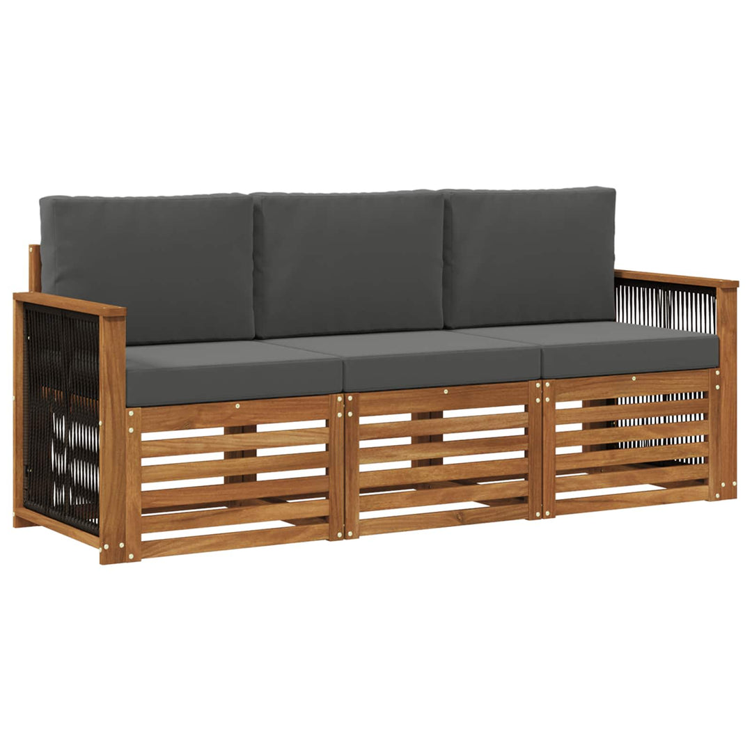 Sofasæt med pude 3 pcs Massivt Akacietræ
