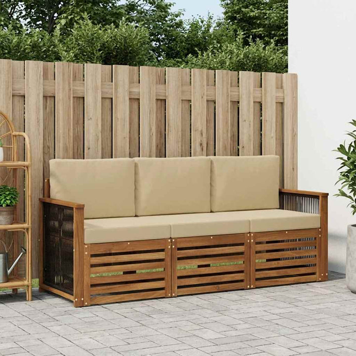 Sofasæt med pude 3 pcs Massivt Akacietræ