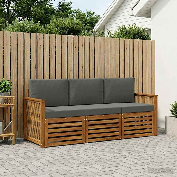 Sofasæt med pude 3 pcs Massivt Akacietræ