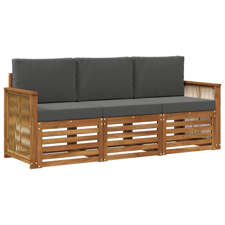 Sofasæt med pude 3 pcs Massivt Akacietræ