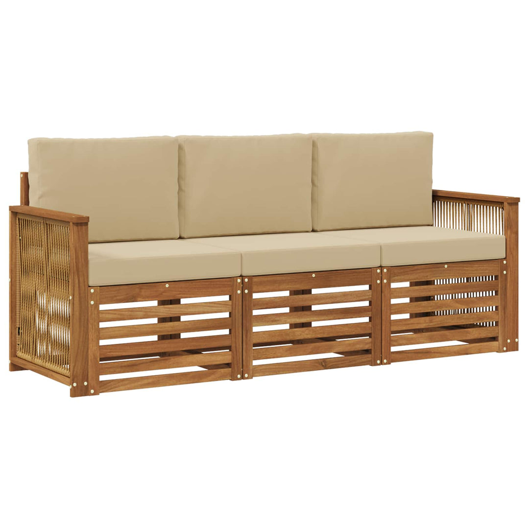 Sofasæt med pude 3 pcs Massivt Akacietræ