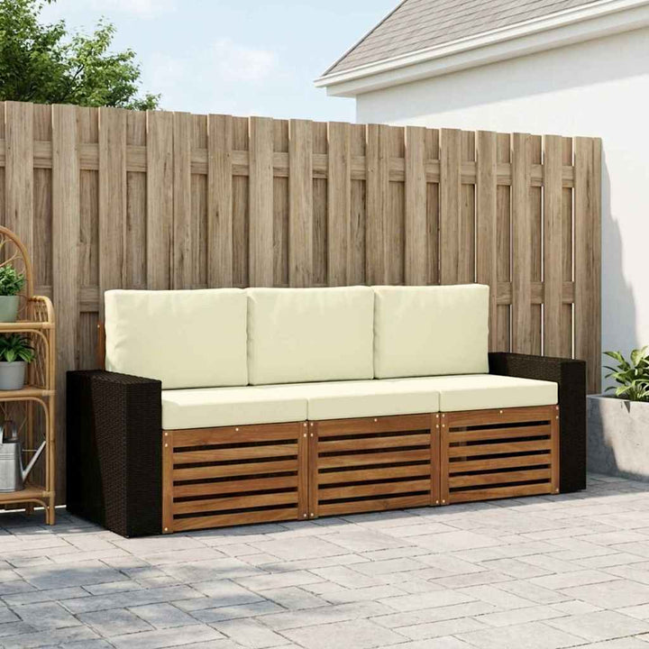 Sofasæt med pude 3 pcs Massivt Akacietræ