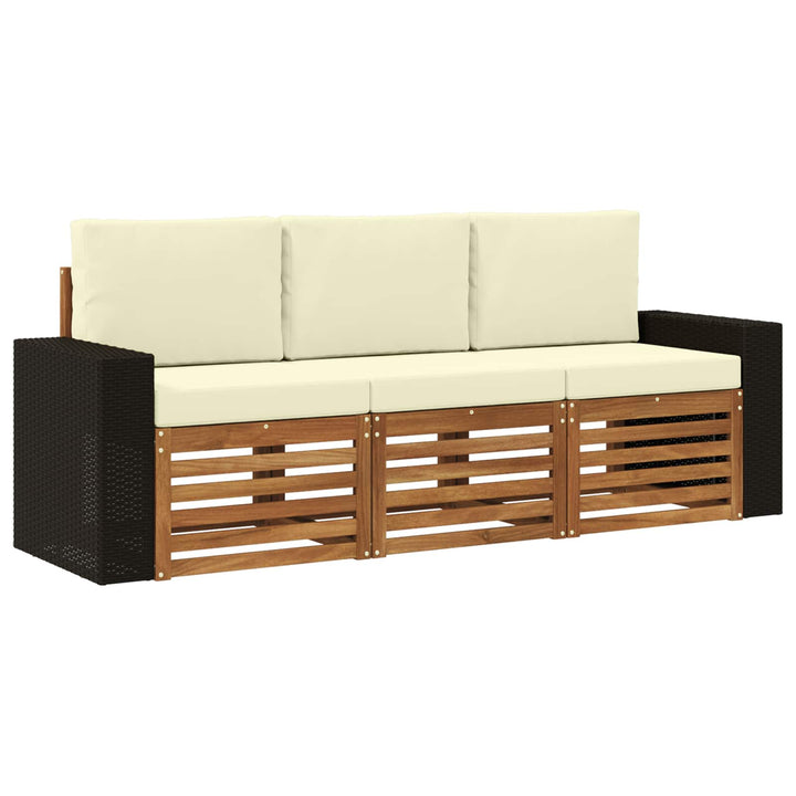 Sofasæt med pude 3 pcs Massivt Akacietræ