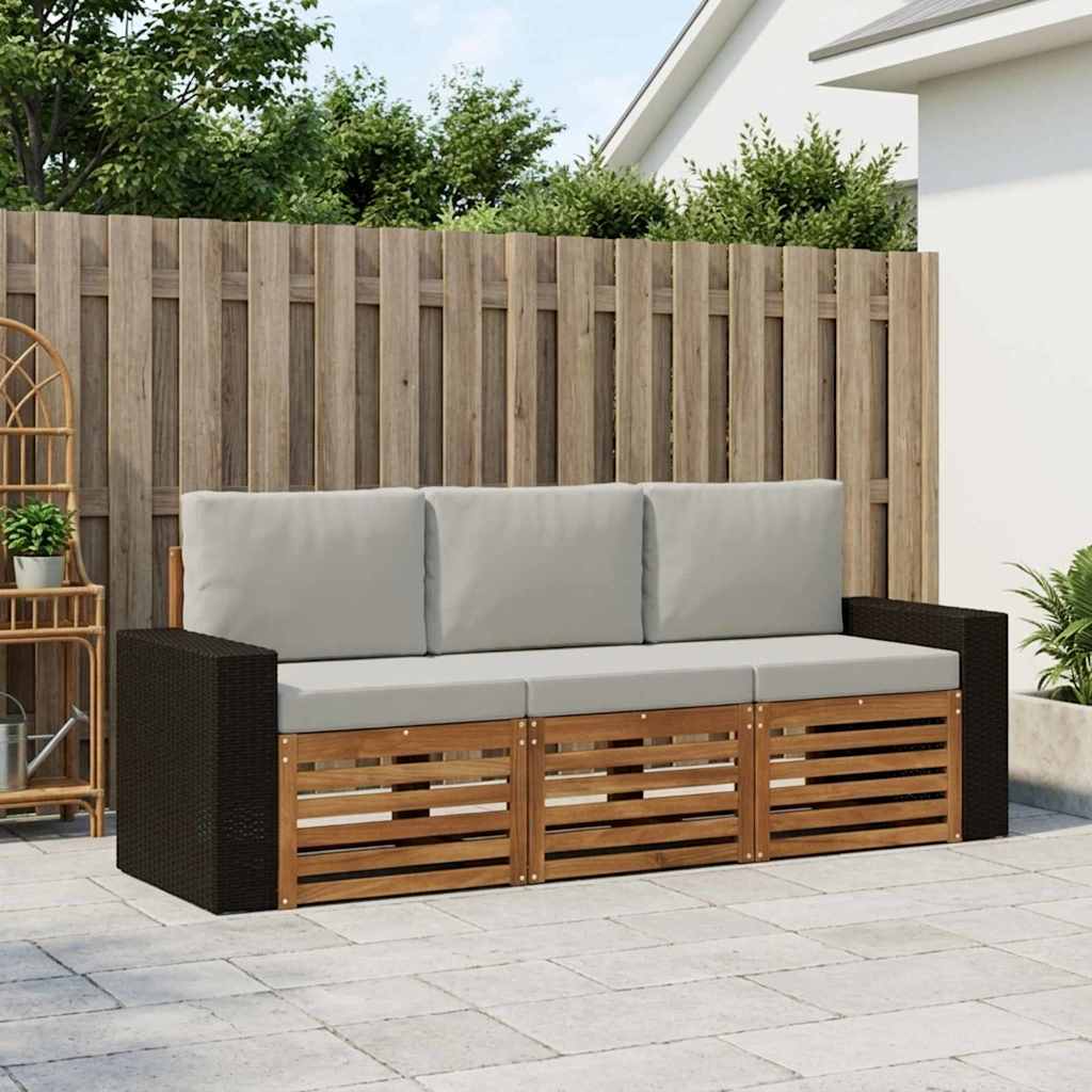 Sofasæt med pude 3 pcs Massivt Akacietræ