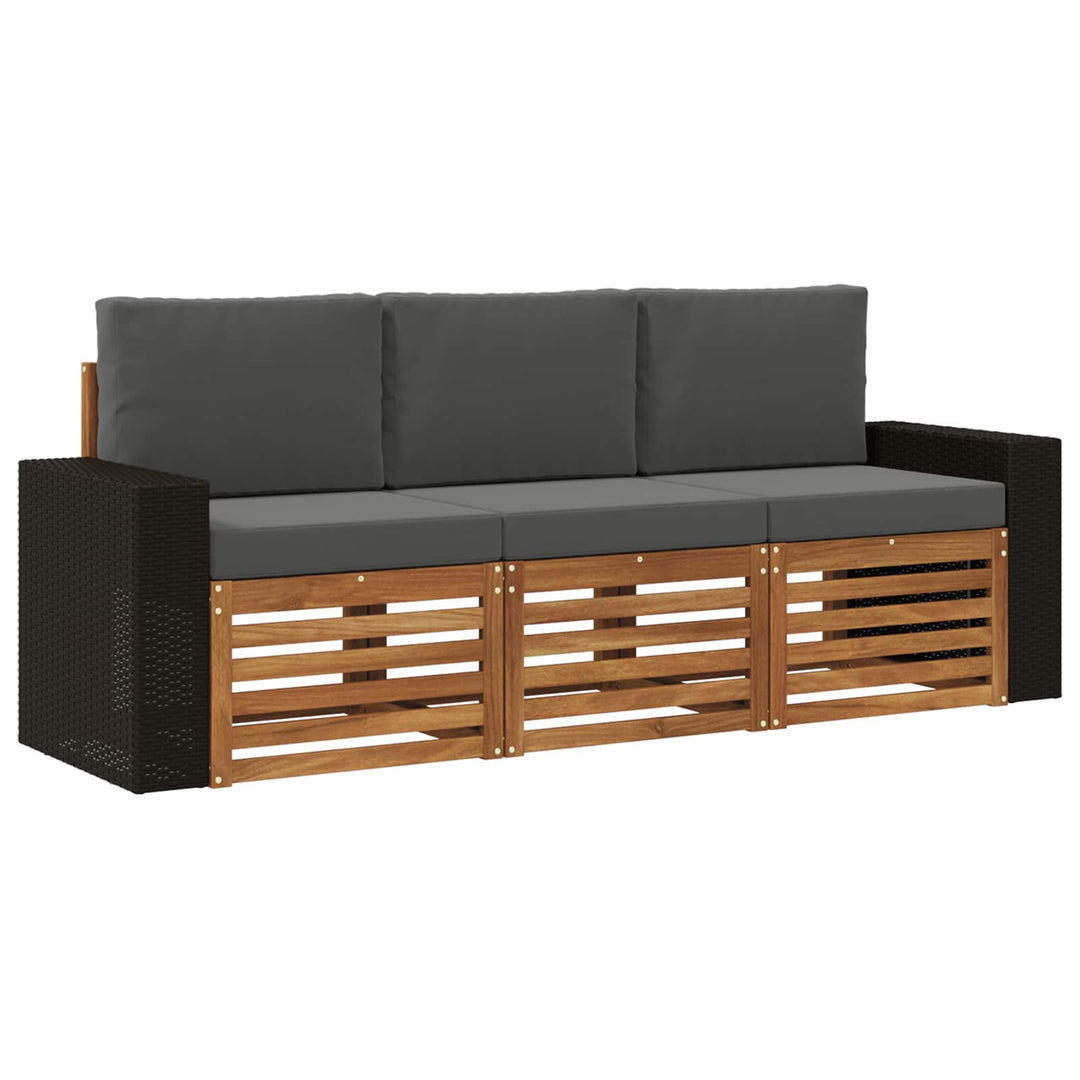 Sofasæt med pude 3 pcs Massivt Akacietræ
