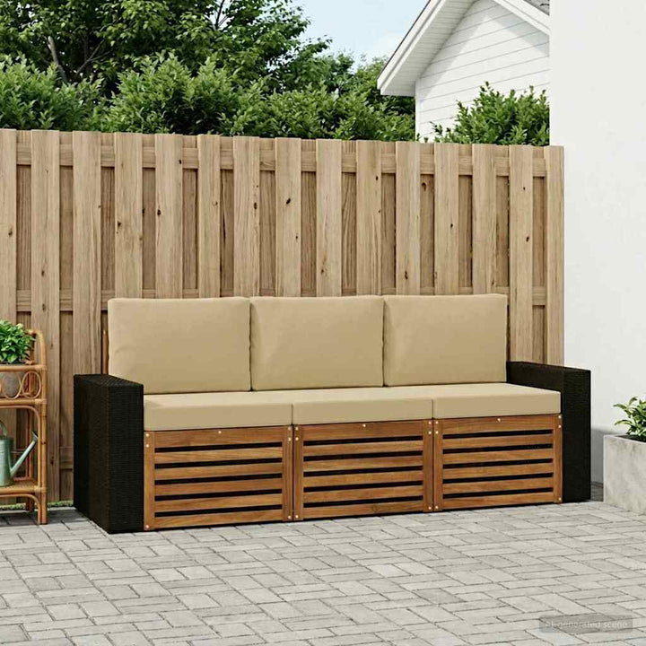 Sofasæt med pude 3 pcs Massivt Akacietræ