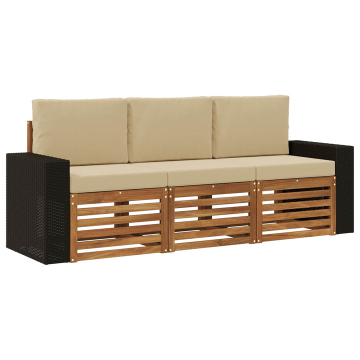 Sofasæt med pude 3 pcs Massivt Akacietræ