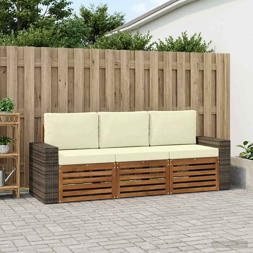 Sofasæt med pude 3 pcs Massivt Akacietræ