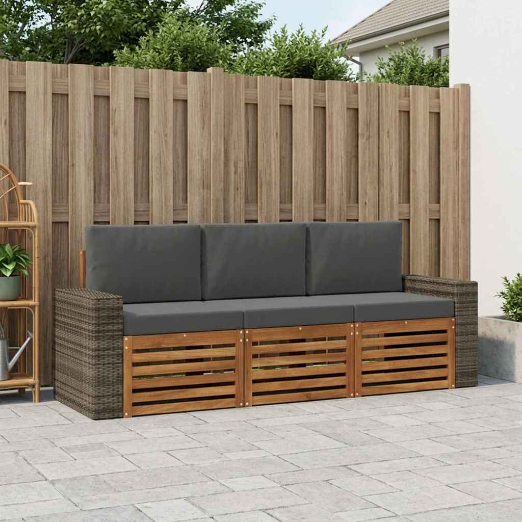 Sofasæt med pude 3 pcs Massivt Akacietræ