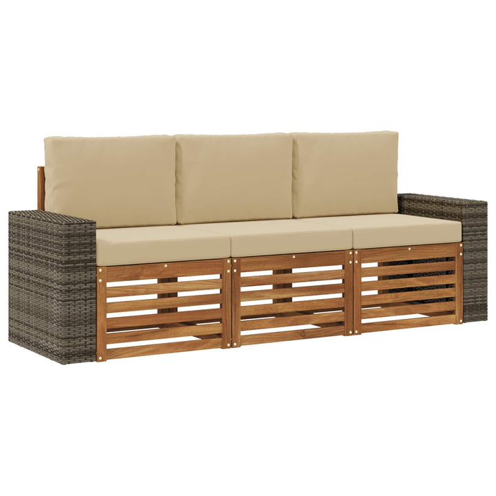 Sofasæt med pude 3 pcs Massivt Akacietræ