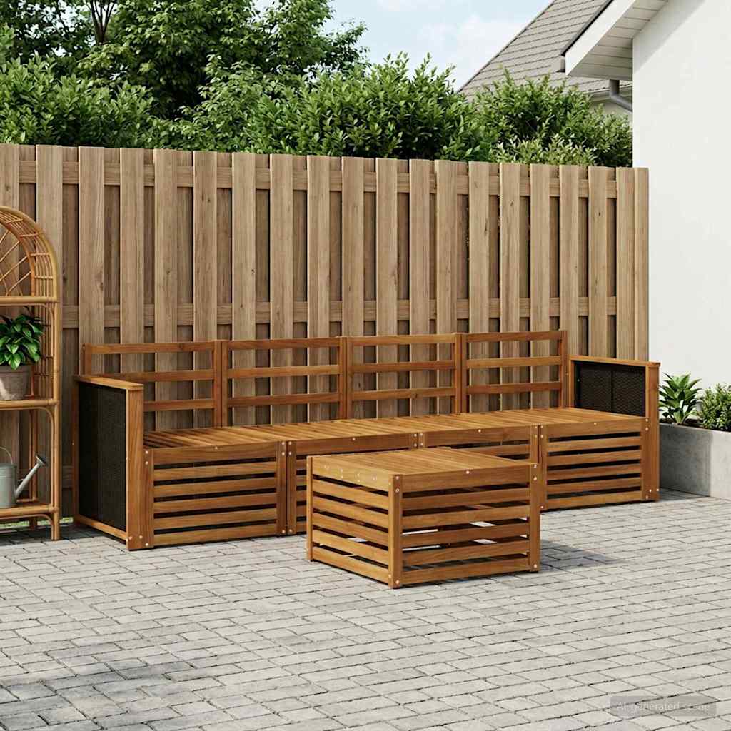 Udendørs sofagruppe 5 pcs Naturfarvet Massivt Akacietræ