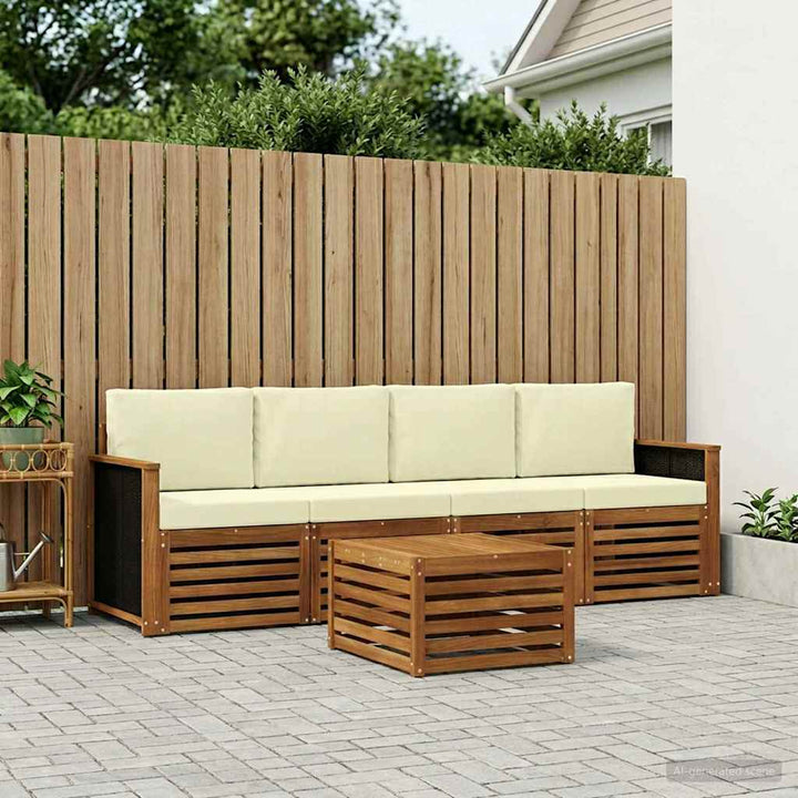 Udendørs sofagruppe 5 pcs Naturlig og Fløde Massivt Akacietræ