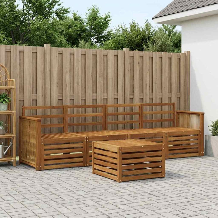 Udendørs sofagruppe 5 pcs Naturfarvet Massivt Akacietræ