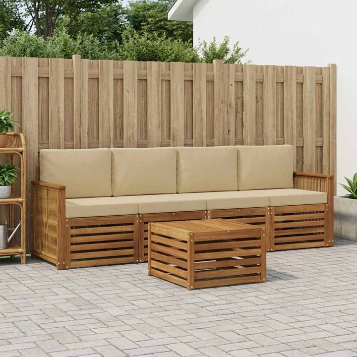 Udendørs sofagruppe 5 pcs Naturlig og Beige Massivt Akacietræ