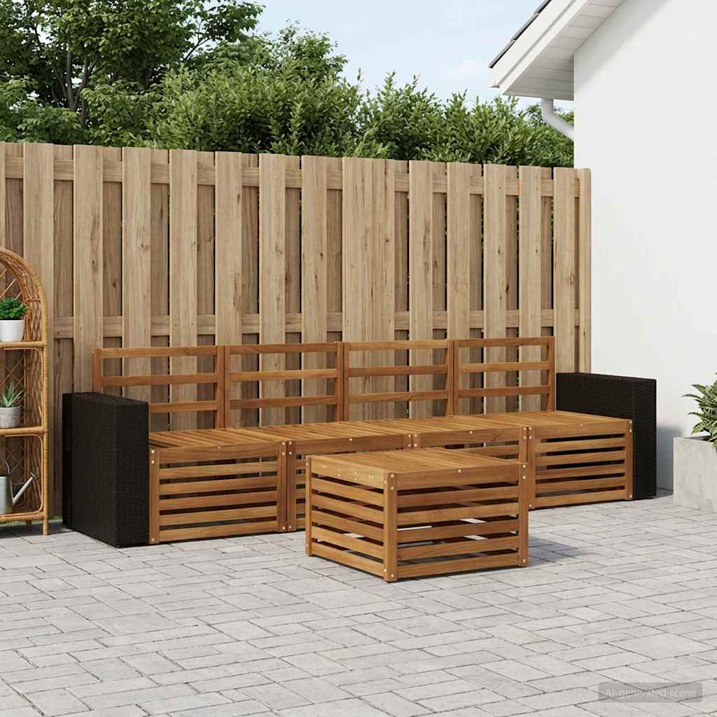 Udendørs sofagruppe 5 pcs Naturfarvet Massivt Akacietræ
