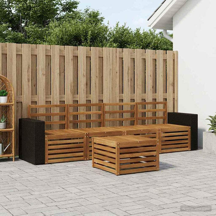 Udendørs sofagruppe 5 pcs Naturfarvet Massivt Akacietræ