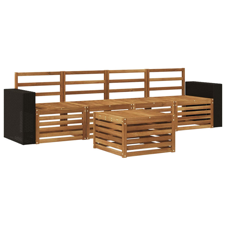 Udendørs sofagruppe 5 pcs Naturfarvet Massivt Akacietræ