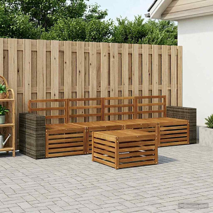 Udendørs sofagruppe 5 pcs Naturfarvet Massivt Akacietræ