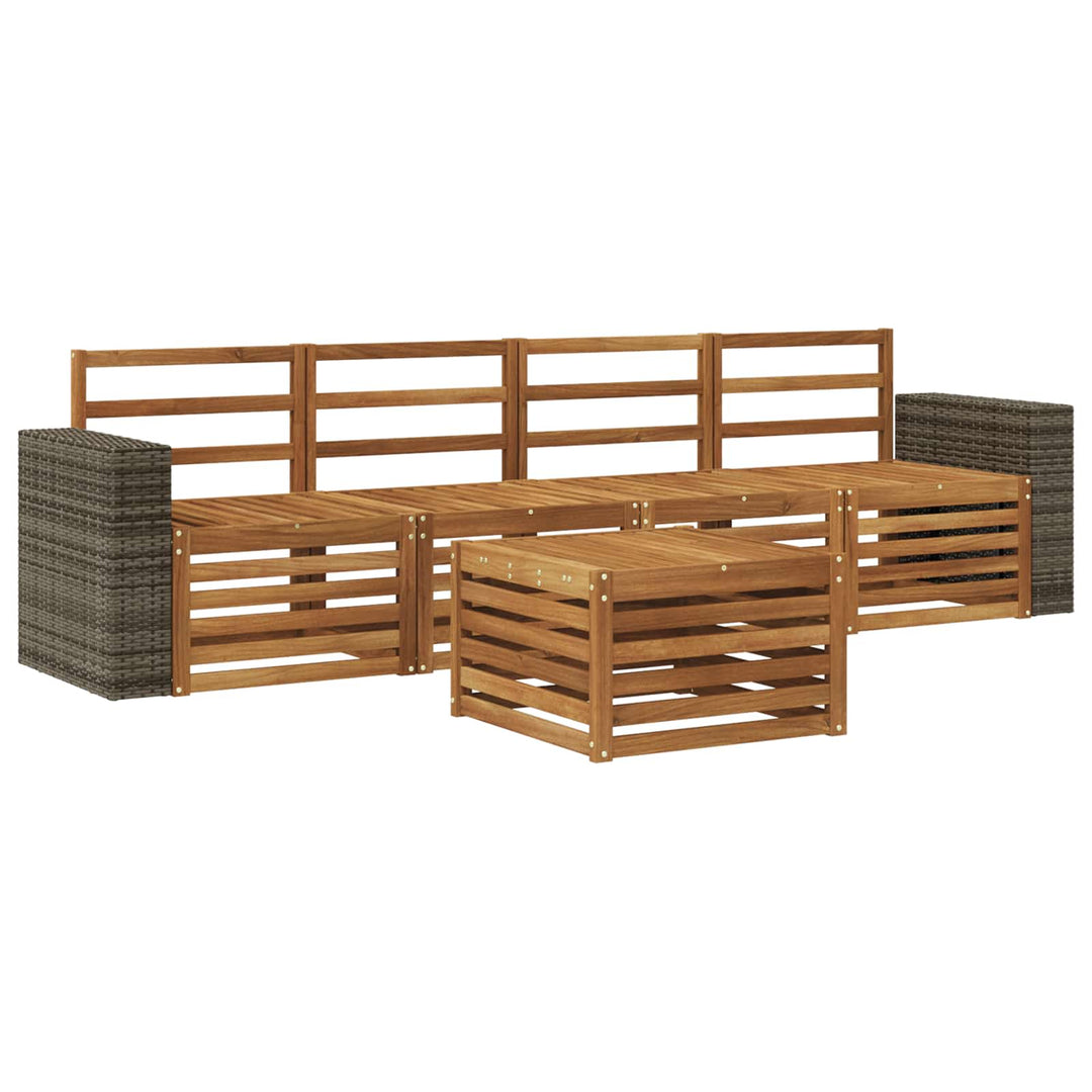 Udendørs sofagruppe 5 pcs Naturfarvet Massivt Akacietræ