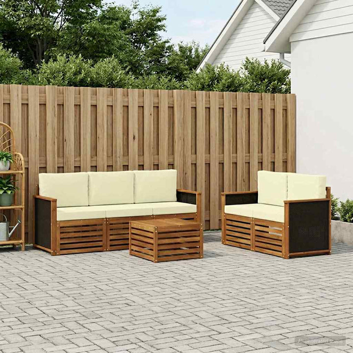 Sofasæt med pude 6 pcs Massivt Akacietræ