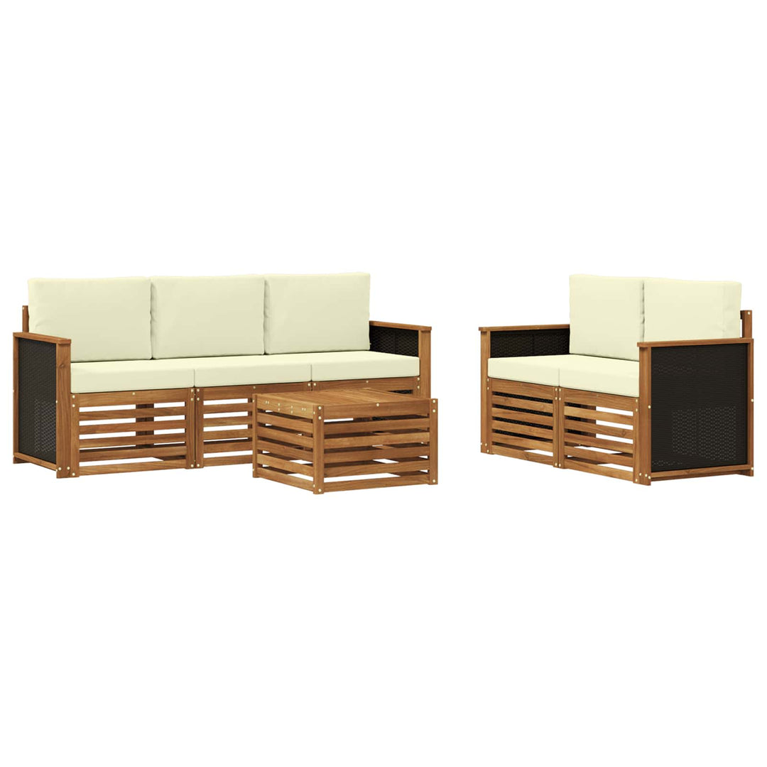 Sofasæt med pude 6 pcs Massivt Akacietræ