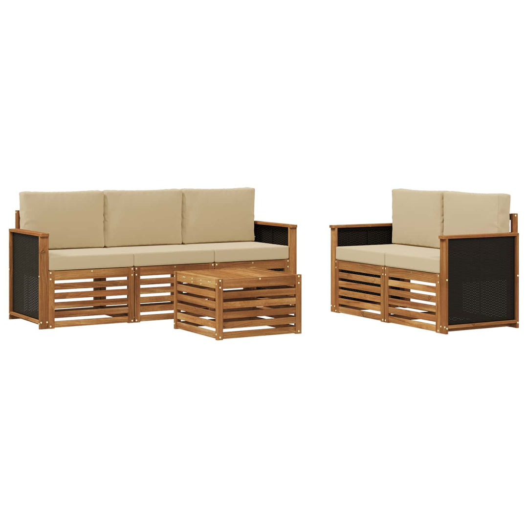 Sofasæt med pude 6 pcs Massivt Akacietræ