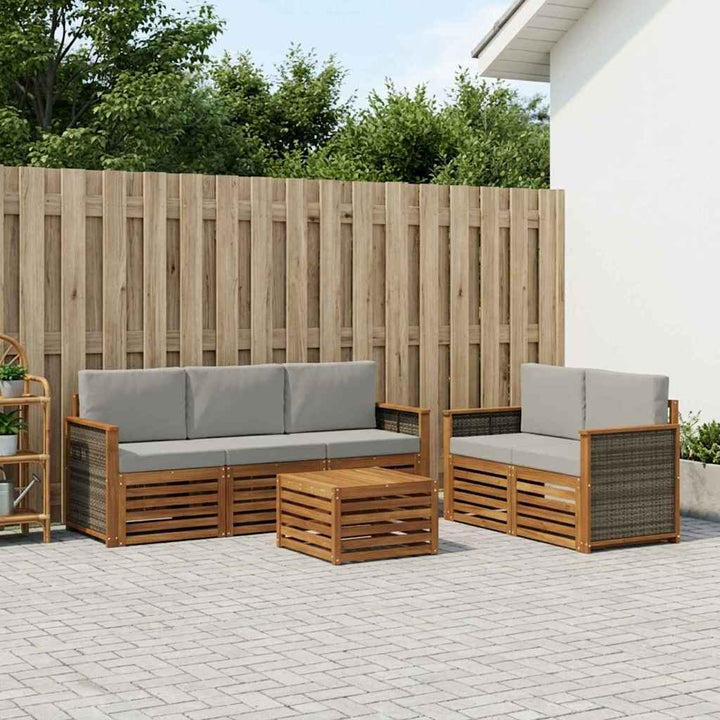Sofasæt med pude 6 pcs Massivt Akacietræ