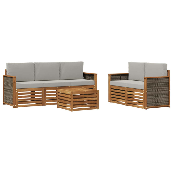 Sofasæt med pude 6 pcs Massivt Akacietræ