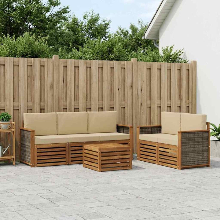 Sofasæt med pude 6 pcs Massivt Akacietræ
