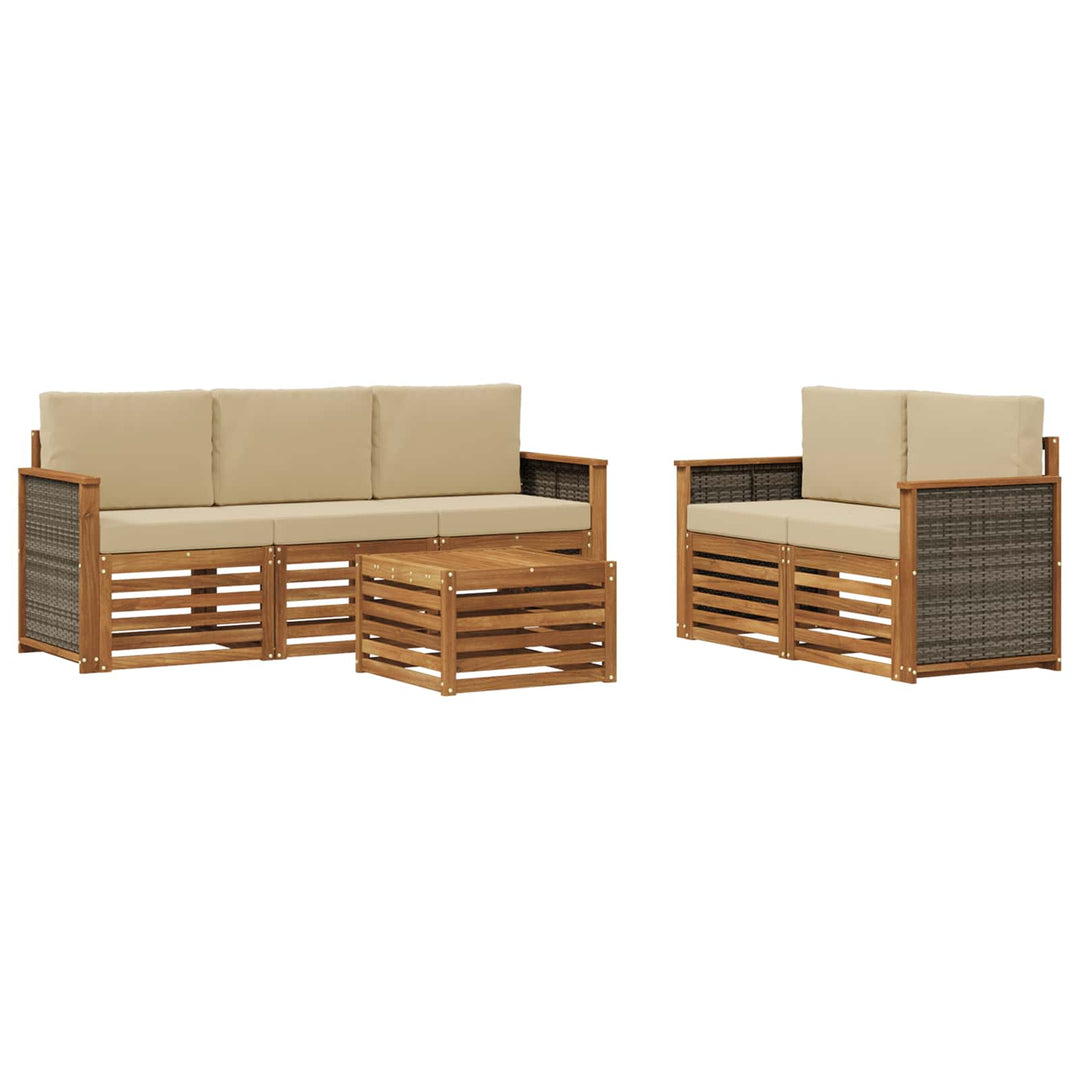 Sofasæt med pude 6 pcs Massivt Akacietræ