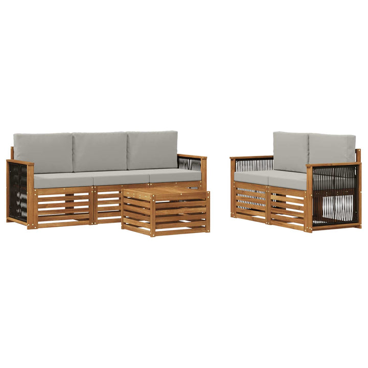 Sofasæt med pude 6 pcs Massivt Akacietræ