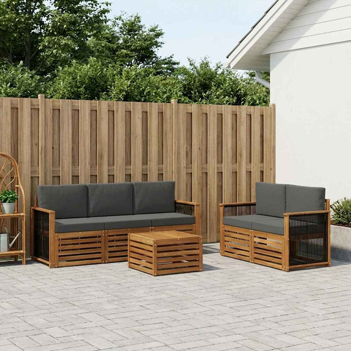 Sofasæt med pude 6 pcs Massivt Akacietræ