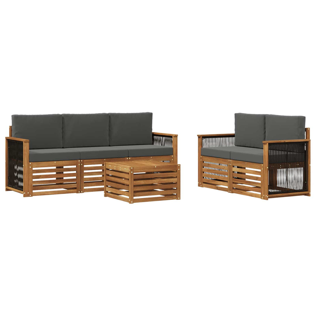 Sofasæt med pude 6 pcs Massivt Akacietræ
