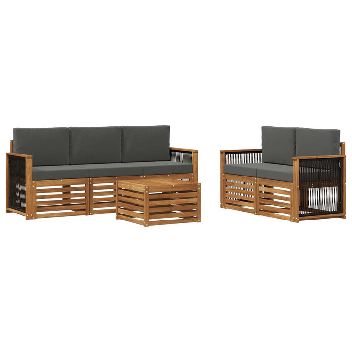 Sofasæt med pude 6 pcs Massivt Akacietræ