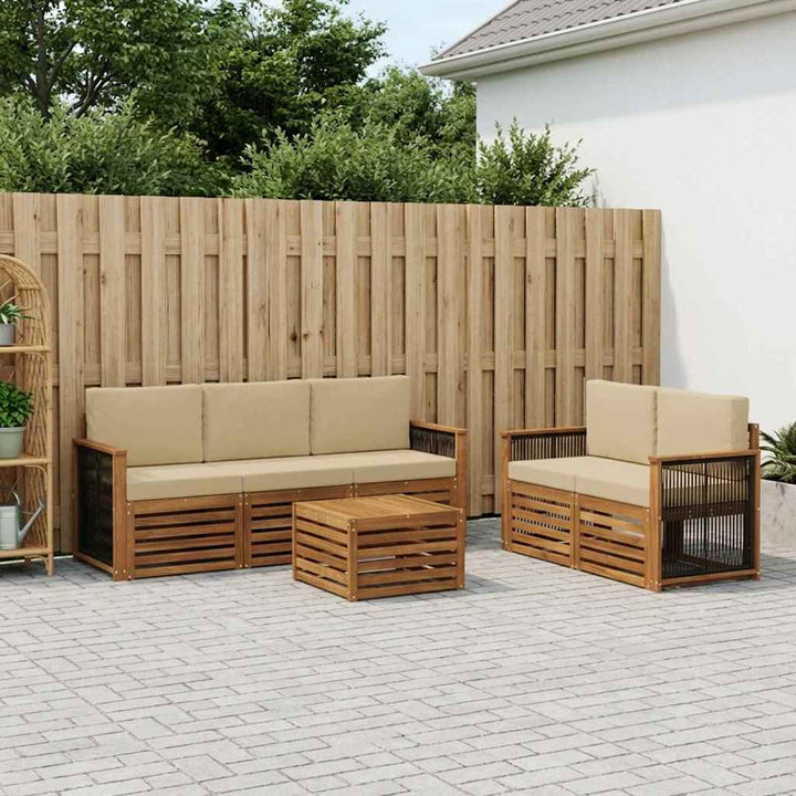 Sofasæt med pude 6 pcs Massivt Akacietræ