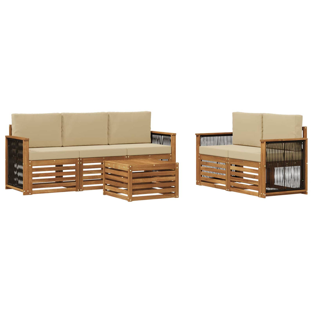 Sofasæt med pude 6 pcs Massivt Akacietræ