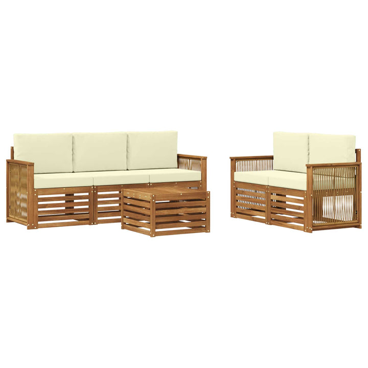 Sofasæt med pude 6 pcs Massivt Akacietræ