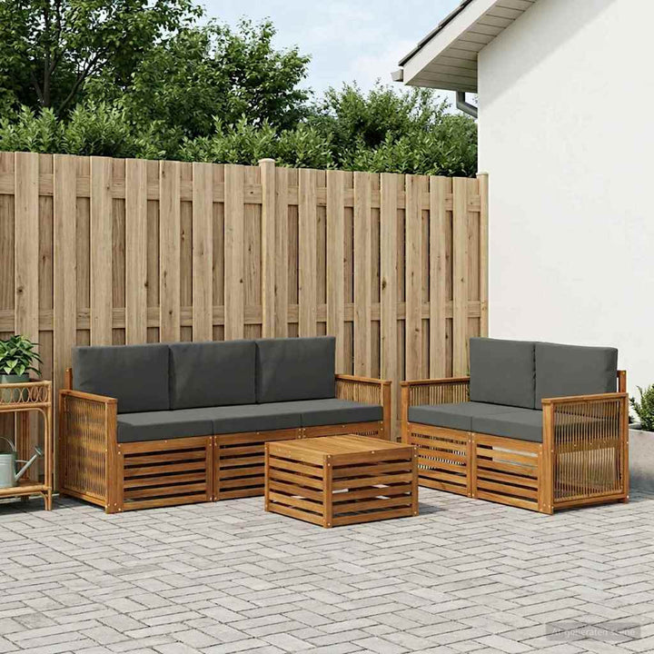 Sofasæt med pude 6 pcs Massivt Akacietræ