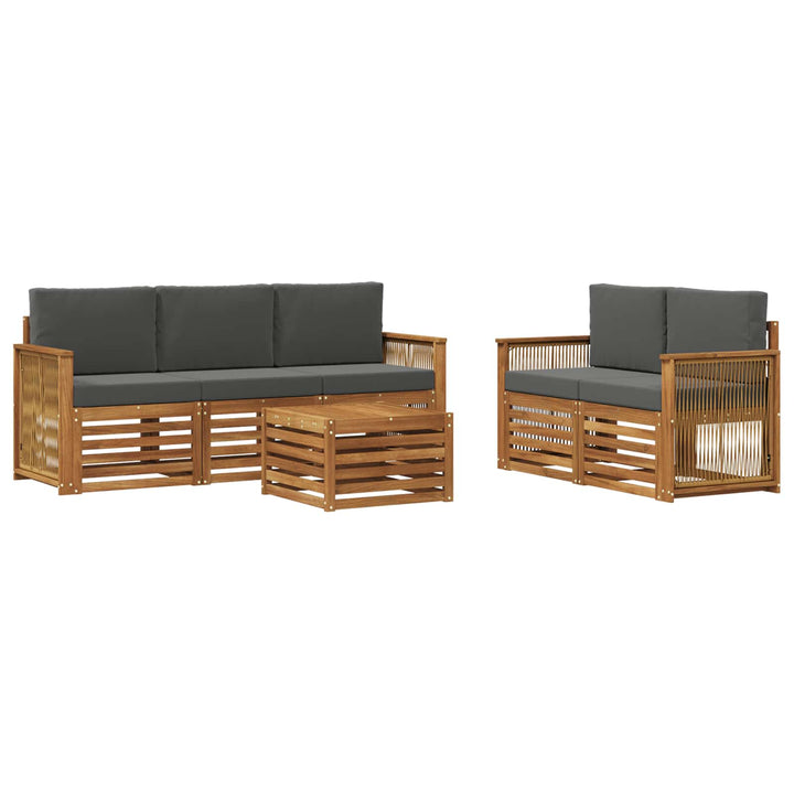 Sofasæt med pude 6 pcs Massivt Akacietræ