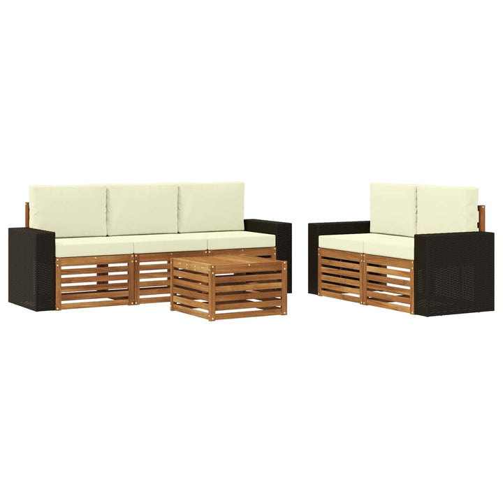 Sofasæt med pude 6 pcs Massivt Akacietræ