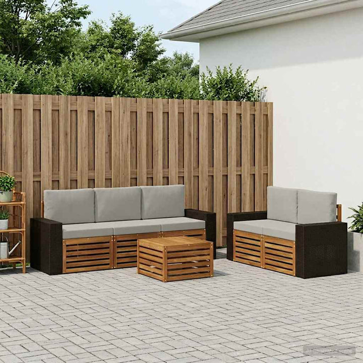 Sofasæt med pude 6 pcs Massivt Akacietræ