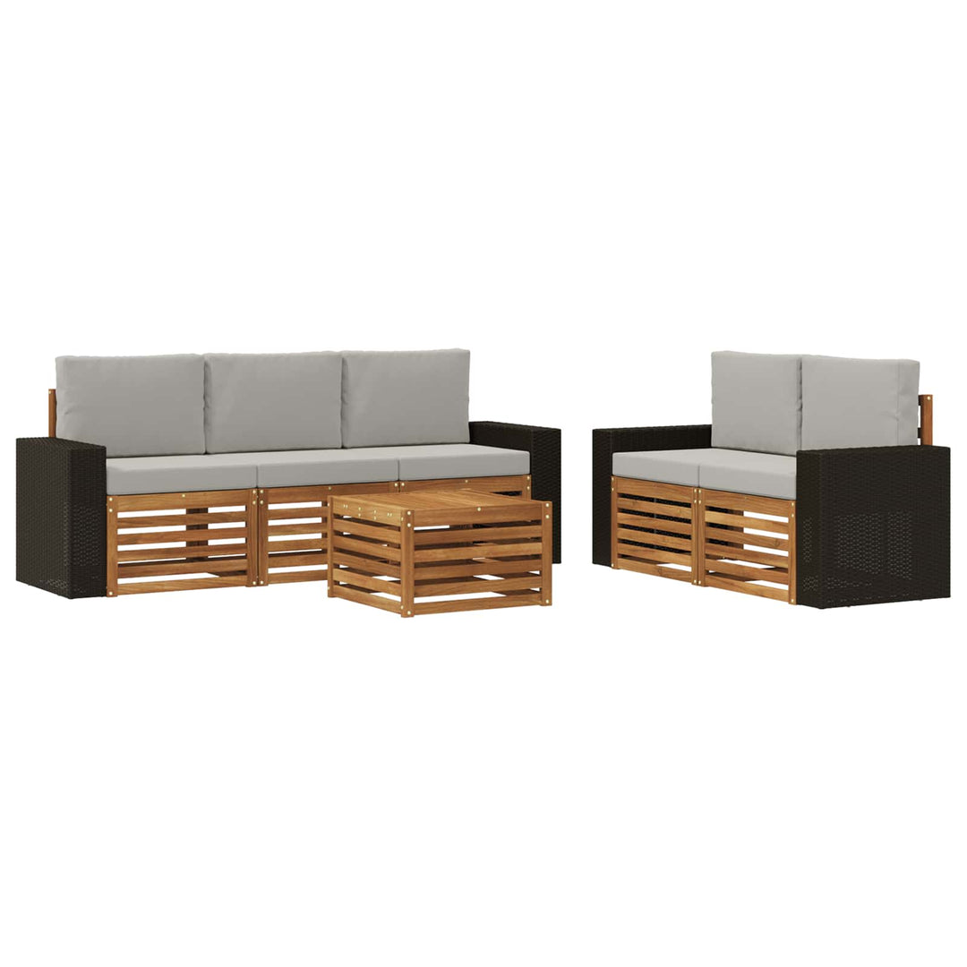 Sofasæt med pude 6 pcs Massivt Akacietræ