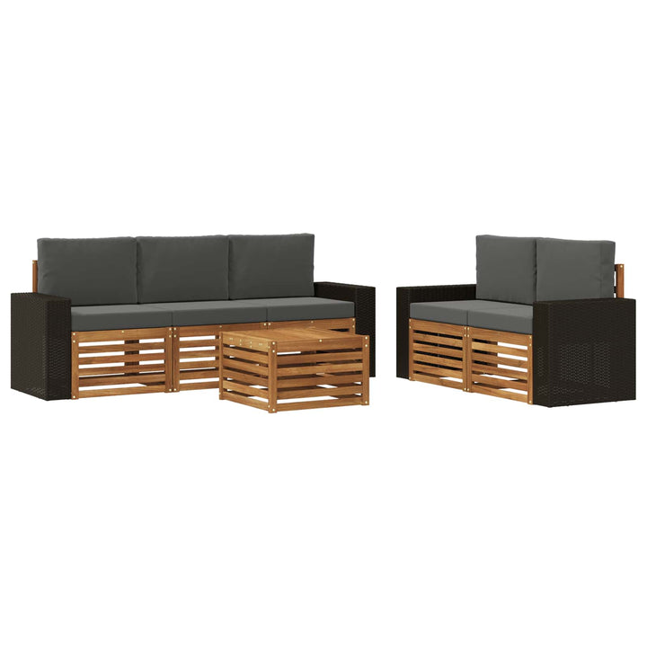 Sofasæt med pude 6 pcs Massivt Akacietræ