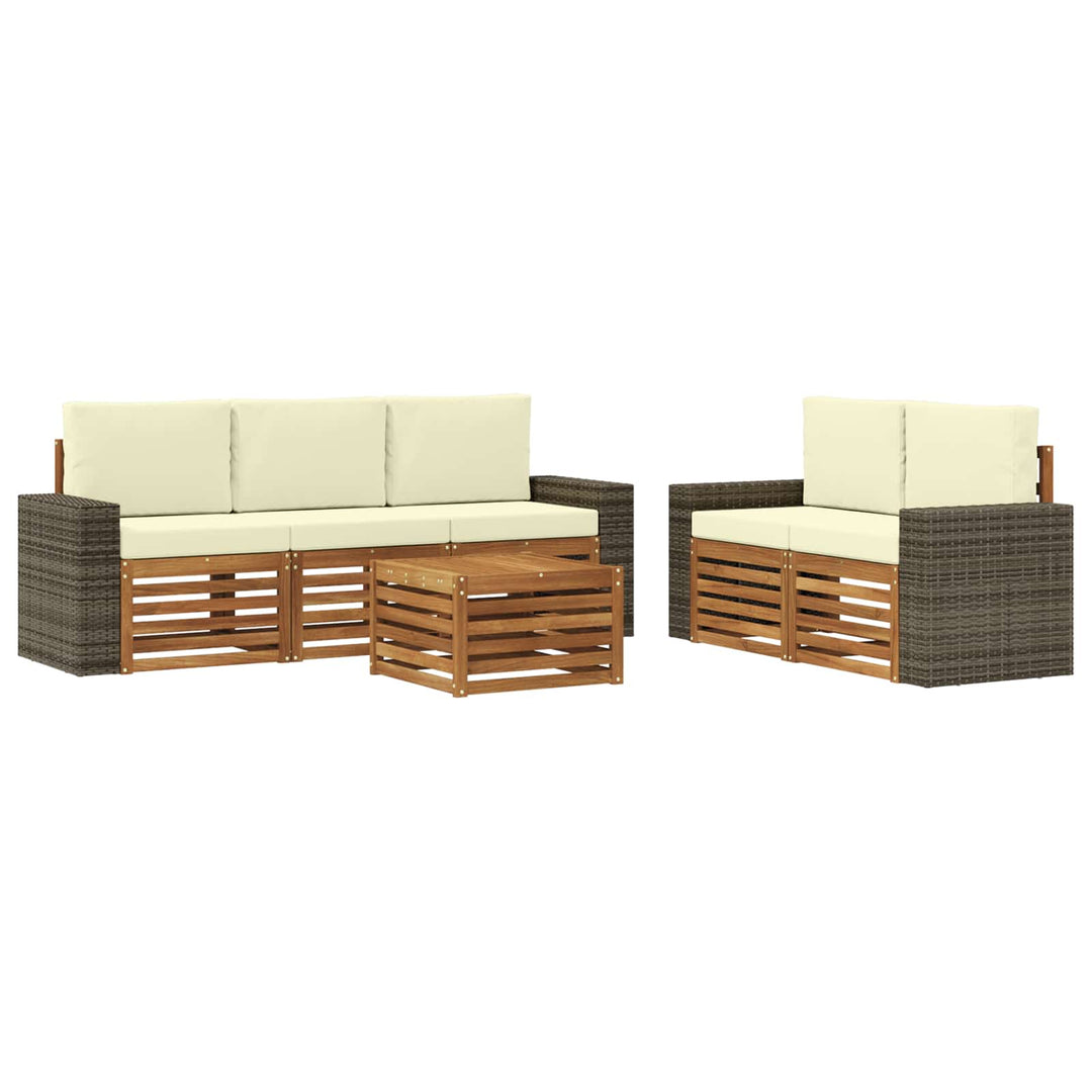 Sofasæt med pude 6 pcs Massivt Akacietræ