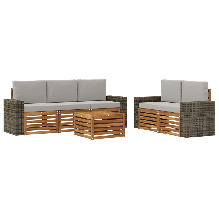 Sofasæt med pude 6 pcs Massivt Akacietræ