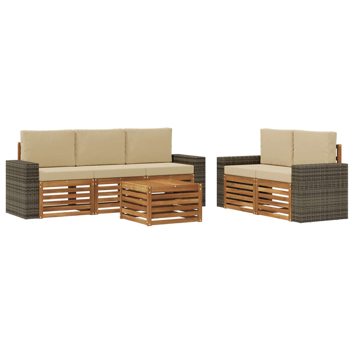 Sofasæt med pude 6 pcs Massivt Akacietræ