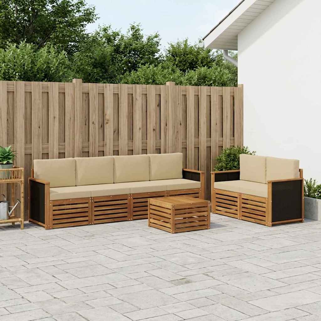 Udendørs sofagruppe 7 pcs Naturlig og Beige Massivt Akacietræ