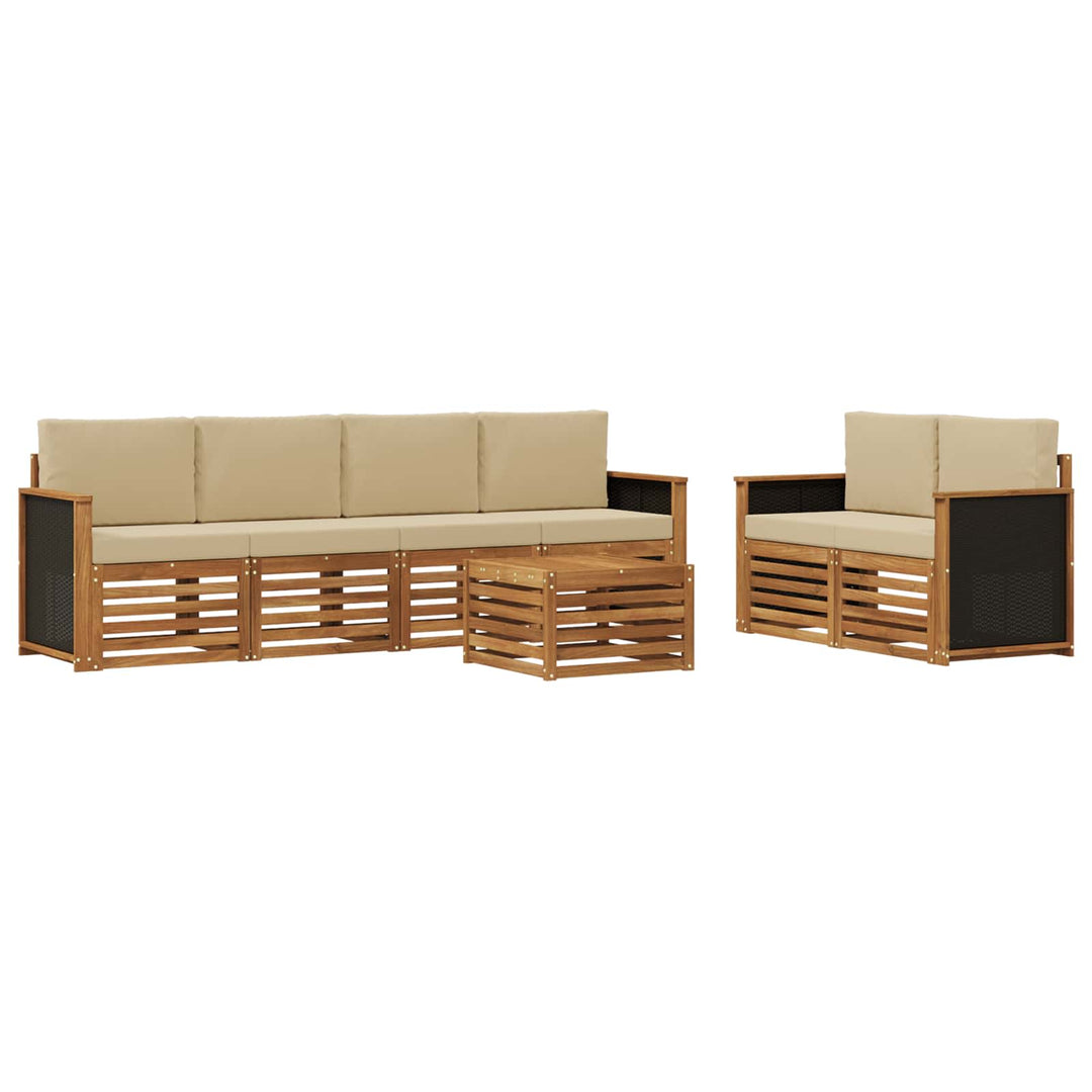 Udendørs sofagruppe 7 pcs Naturlig og Beige Massivt Akacietræ