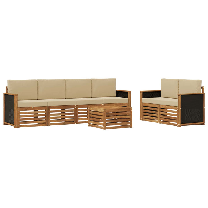 Udendørs sofagruppe 7 pcs Naturlig og Beige Massivt Akacietræ